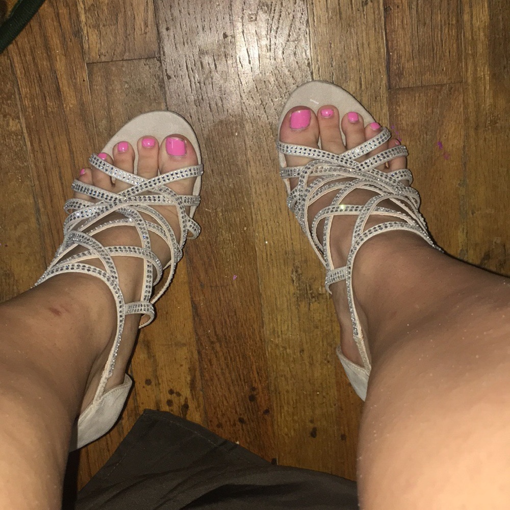 Tan bling wedges